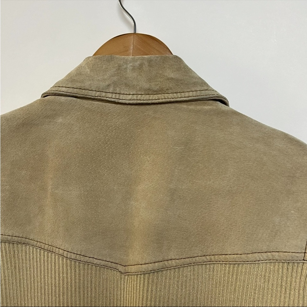 Cold water Creek Tan Genuine Suede Leather Jacket Ribbed Sleeves Beige US 12 - Picture 8 of 8
